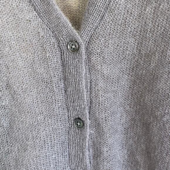 J. Jill Sz M Gossamer Loose Knit Mohair Wool Cardigan Grey Minimalist Delicate - Picture 16 of 16
